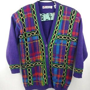 Vtg Chaus Womans Large Knit Button Front Cardigan